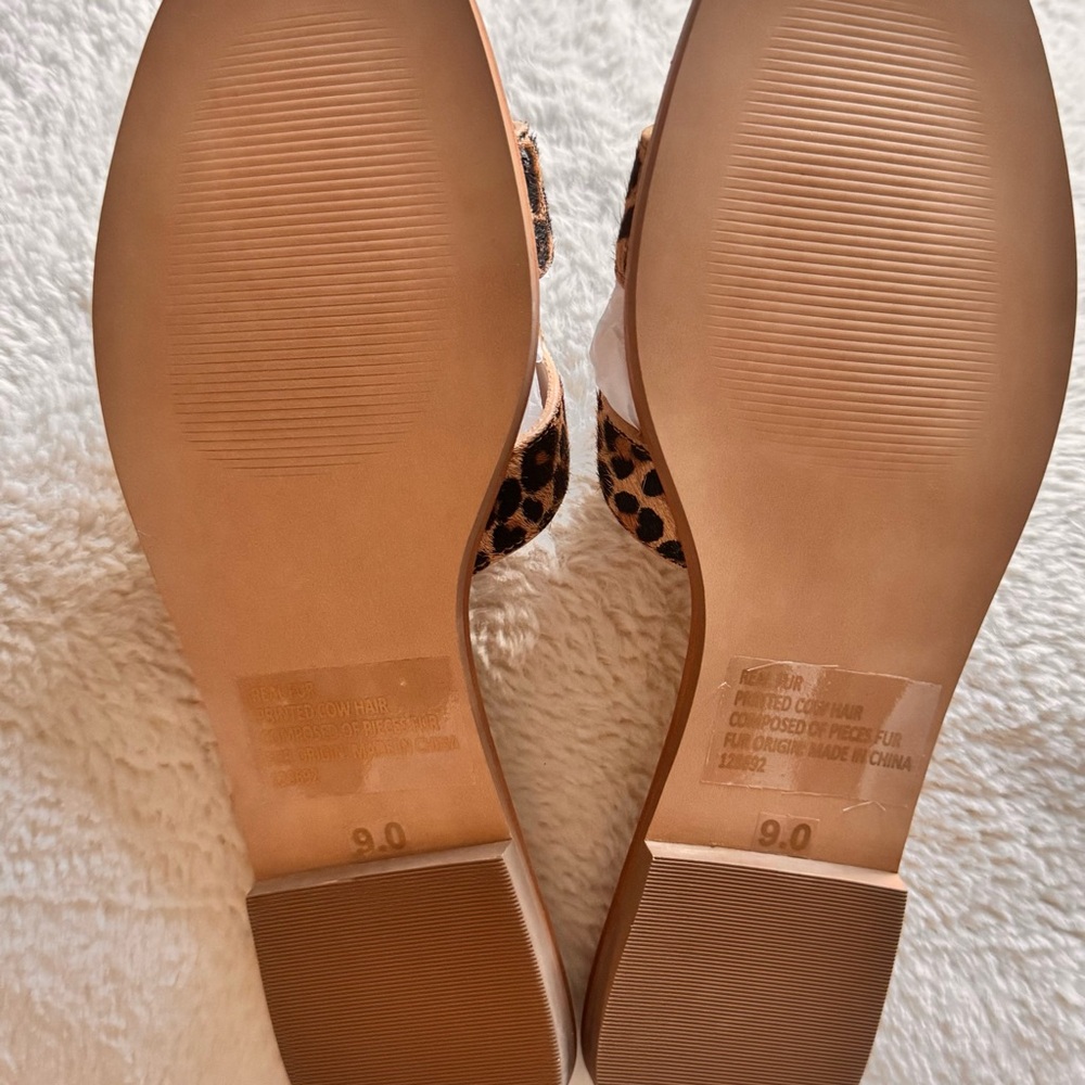 Steve Madden Hadyn Leopard Sandals. Calf hair leather upper. - Picture 3 of 3
